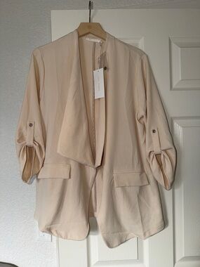 Lush Open-Front Cream Lightweight Jacket